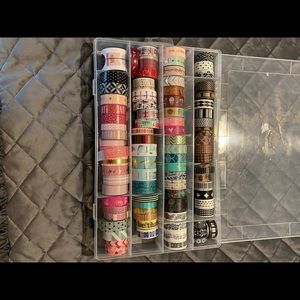 Assorted washi tape and case
